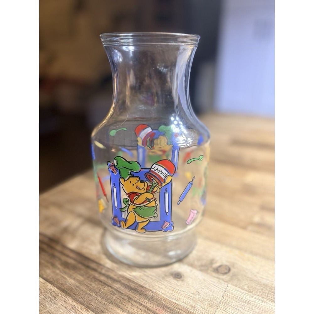Vintage Anchor Hocking Winnie the Pooh Glass Juice Carafe Container No Lid